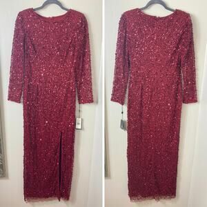 NWT ADRIANNA PAPELL DRESS GOWN 6P RED MOTHER OF THE BRIDE HOLIDAYS FESTIVE